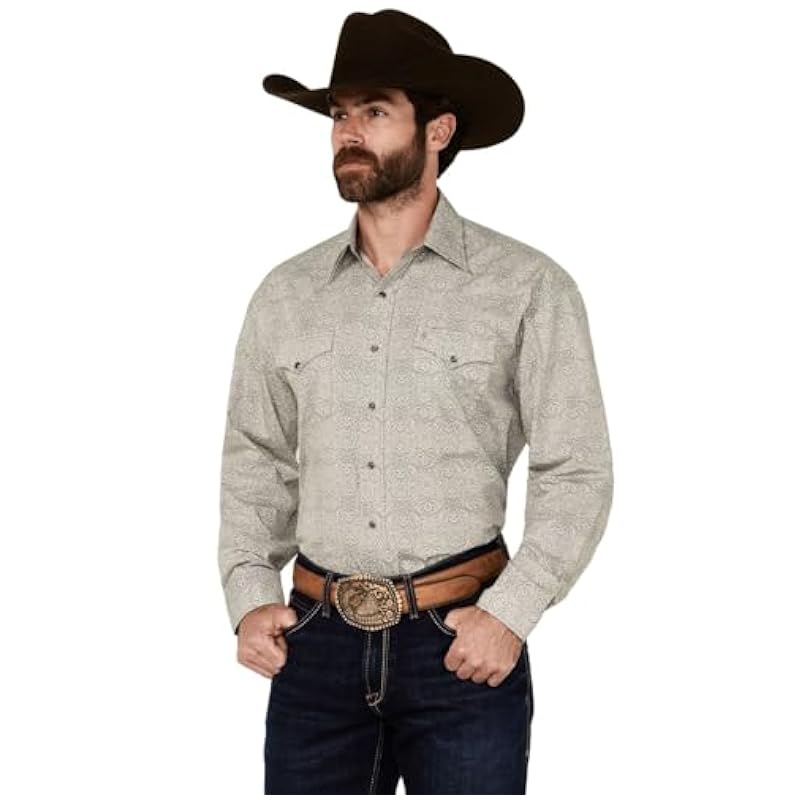 ‎mens Shirts Stetson Stetson Sterling Grey Medallion Print - Mens Shirt