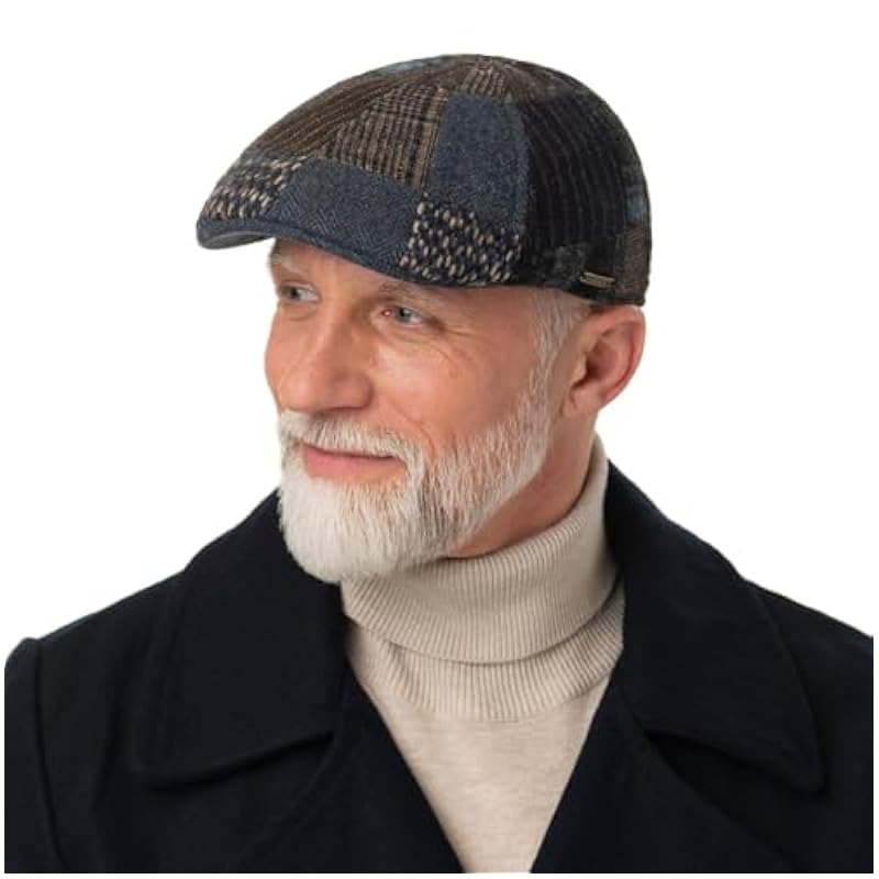 Stetson Stetson Texas Wool Mix Patchwork Flat Cap Men - Made in The EU Brown-blue ‎mens Hats & Caps