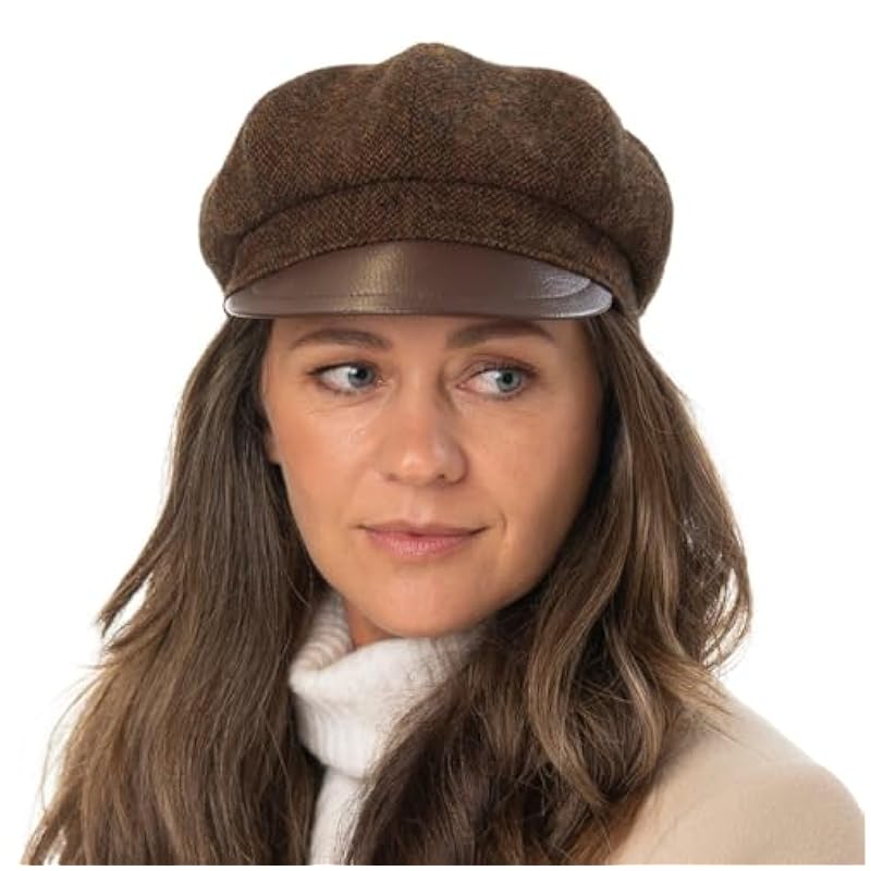 Stetson Classic Wool Riders Newsboy Cap Women/Men - Made in Germany Brown-black ‎womens Hats & Caps Stetson