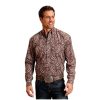Stetson Shirts Stetson Wine Siren Paisley Print - Mens Shirt Brown
