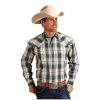 ‎mens Shirts Stetson Stetson Olive Ombre Plaid Long Sleeve - Mens Shirt