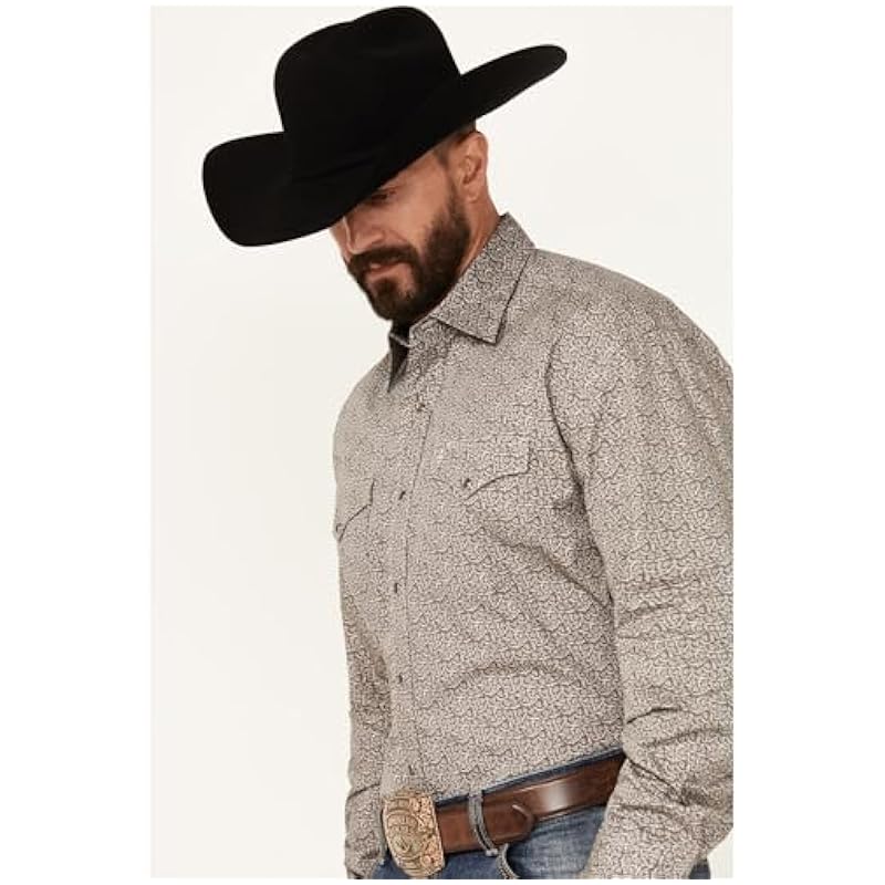 Shirts Stetson Stetson Vintage Floral Grey Snap - Mens Shirt Small