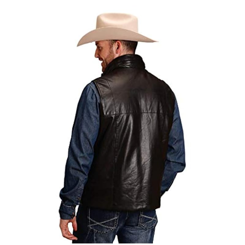 Stetson Western Vest Mens Leather Zip M Black 11-097-0541-7037 BL Stetson ‎Mens Jackets & Coats