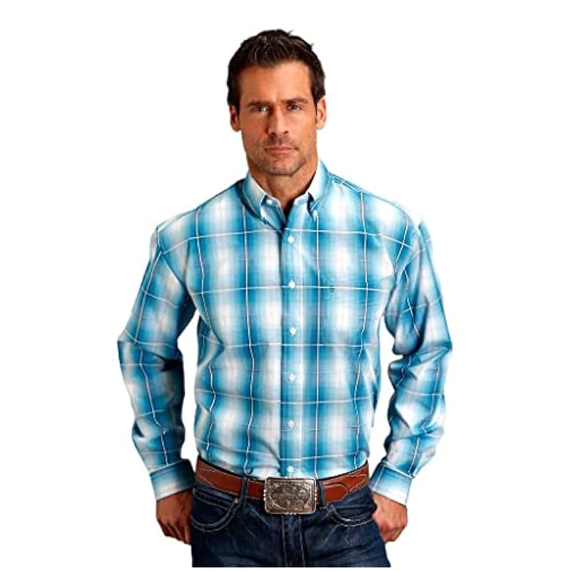 Stetson Stetson Western Shirt Mens L/S Mitered Edge Cuff 11-001-0579-3021 BU Blue Shirts