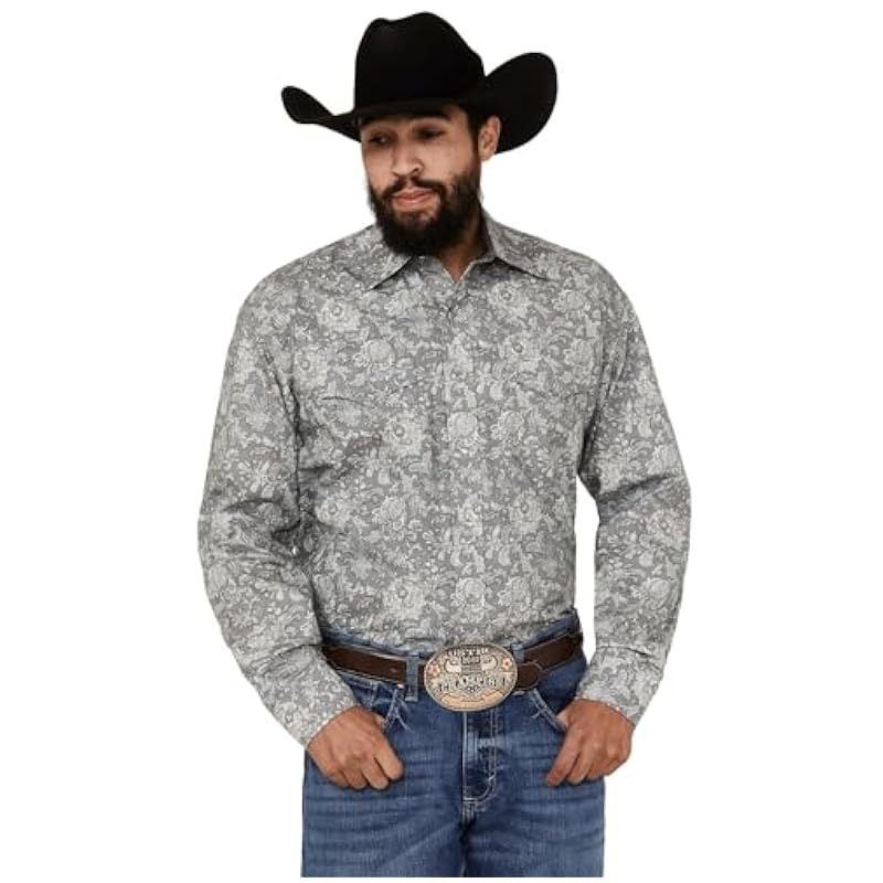 ‎mens Shirts Stetson Stetson Western Shirt Mens L/S Paisley S Gray 11-001-0425-2056 GY