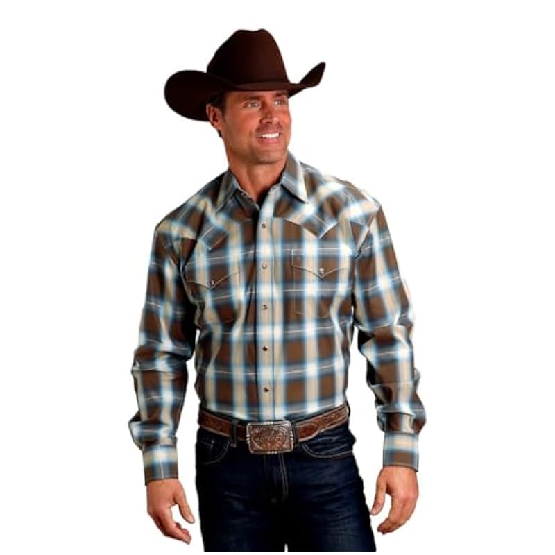 Stetson Stetson Western Shirt Mens L/S Sierra 3XL Brown 11-001-0478-6010 BR ‎mens Shirts