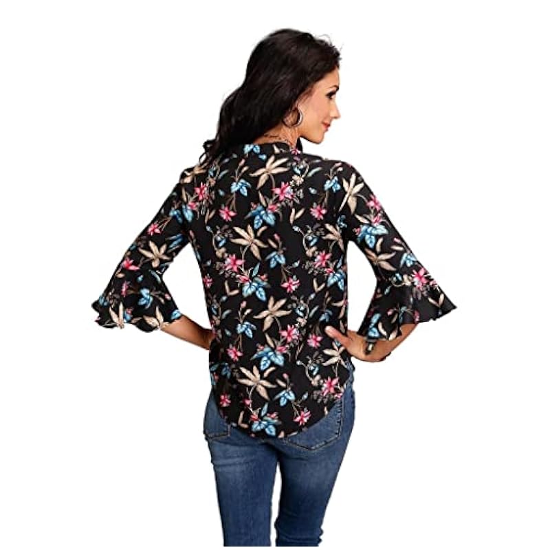 ‎womens Tops, Tees & Blouses Stetson Stetson Western Shirt Womens Feather L Black 11-050-0590-6058 BL