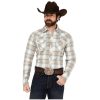 Stetson Stetson Men's Dobby Plaid Print Long Sleeve Snap Western Shirt Tan X-Large ‎mens Shirts