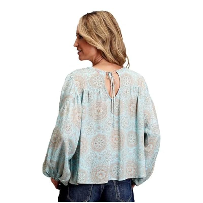 Stetson Stetson Western Shirt Womens L/S Medallion XS Aqua 11-050-0590-2015 BU ‎womens Tops, Tees & Blouses