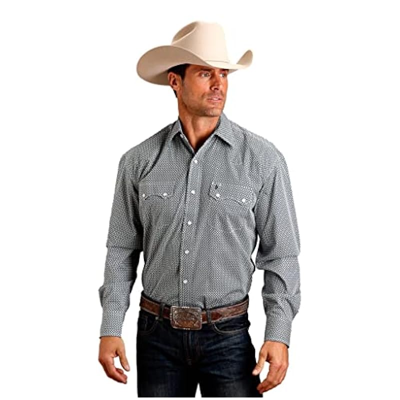 Stetson Western Shirt Mens L/S Print L Green 11-001-0425-0371 GR Stetson ‎mens Shirts
