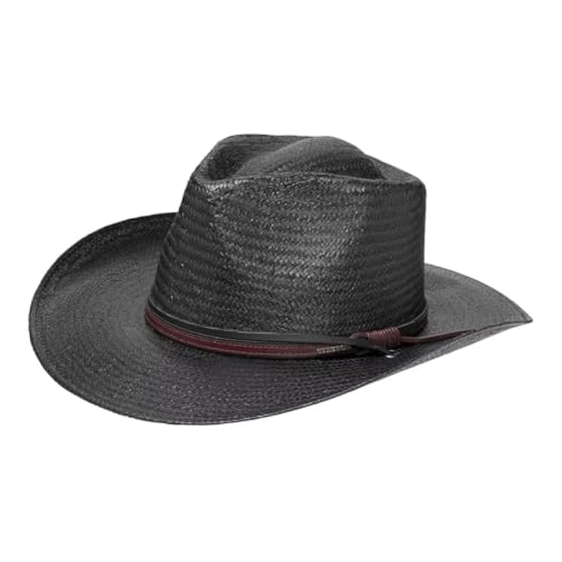 Stetson Hats & Caps ‎mens Stetson Black Belgrade Straw Western Hat with Chinstrap OSBLGD-3430 Black