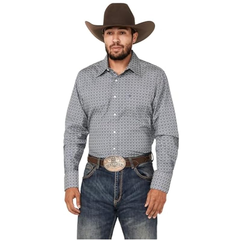 Stetson Shirts Stetson Chevron Grid Blue Print Snap - Mens Shirt Blue