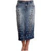 Stetson Skirts ‎womens Stetson Women's Embroidered Long Denim Skirt Blue 4