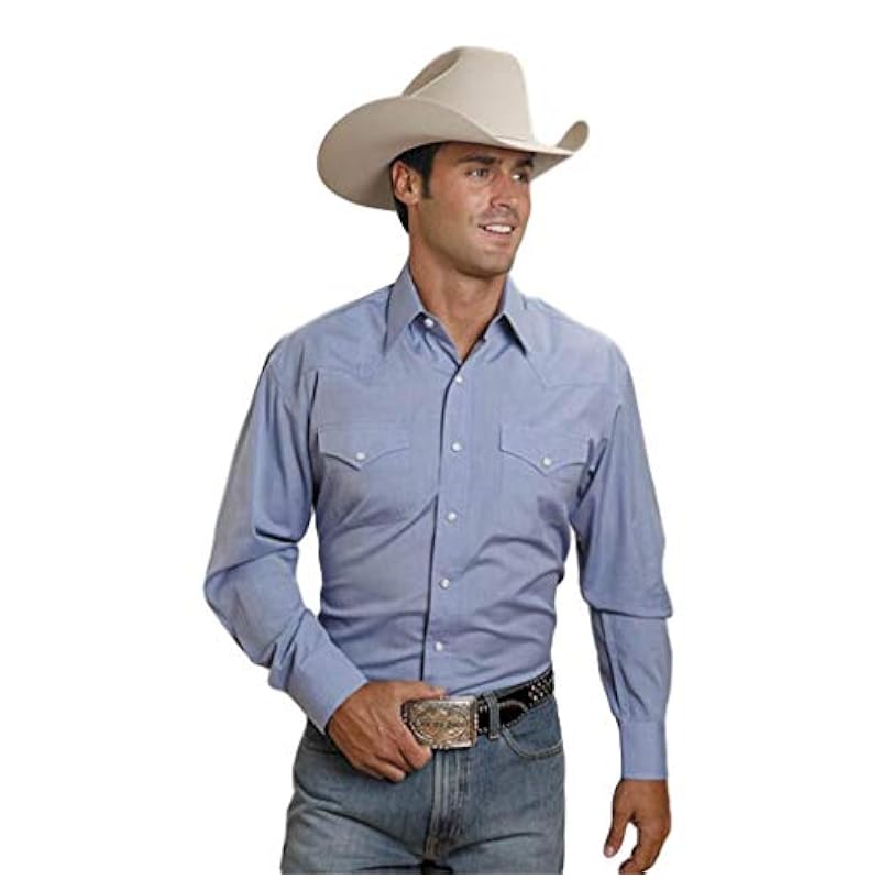 Blue End On End Solid Shirt Blue / L ‎mens Shirts Stetson