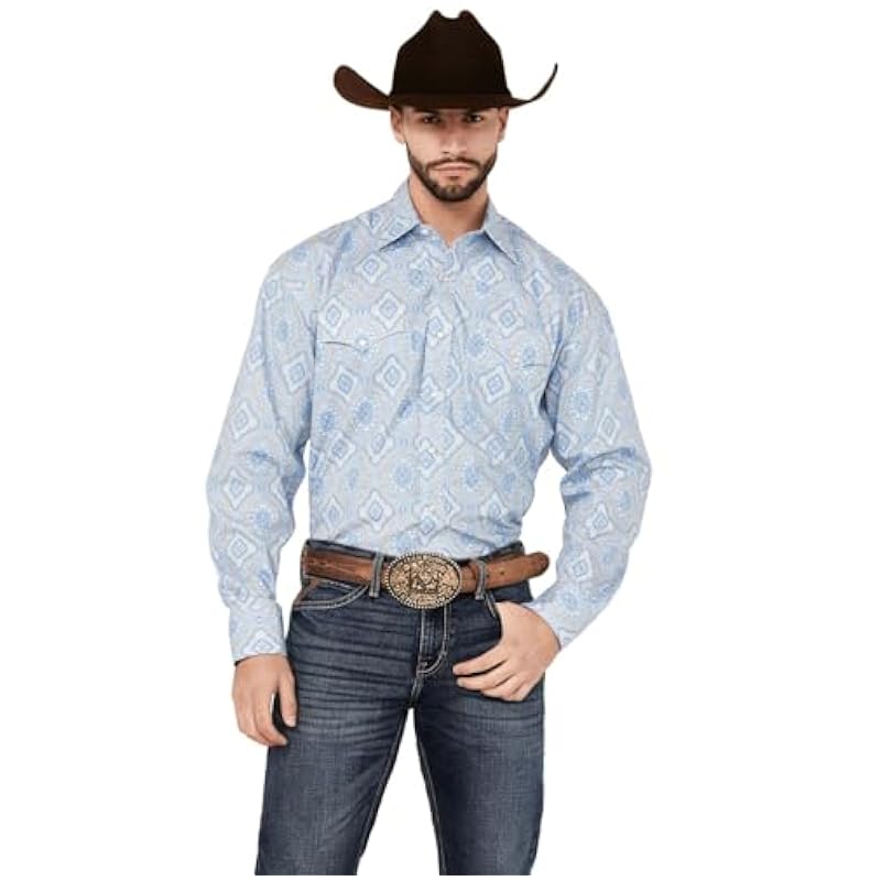 ‎mens Shirts Stetson Stetson Blue Paisley Snap - Mens Shirt
