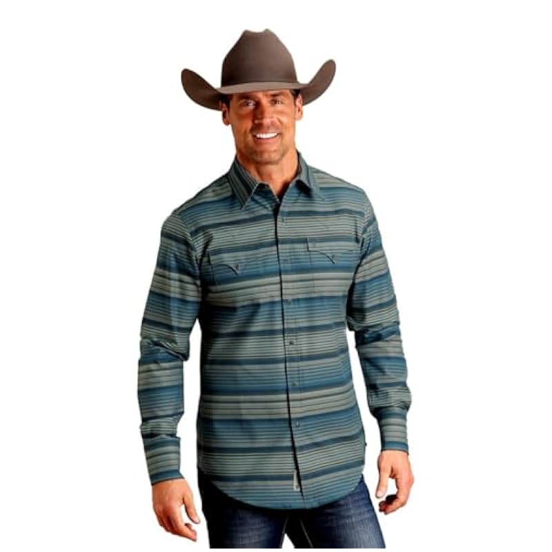 Stetson Western Shirt Mens L/S Stripe L Brown 11-001-0476-0183 BR Stetson ‎mens Shirts