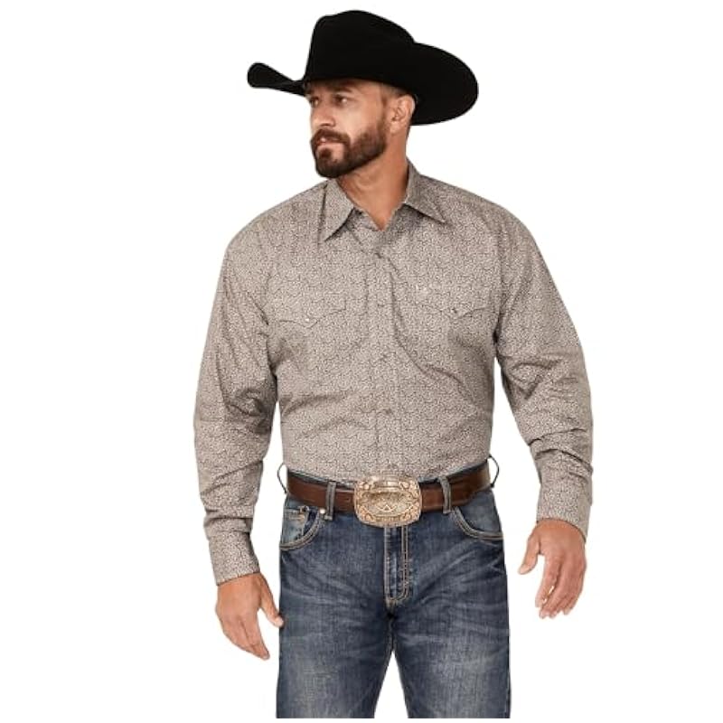 Shirts Stetson Stetson Vintage Floral Grey Snap - Mens Shirt Small