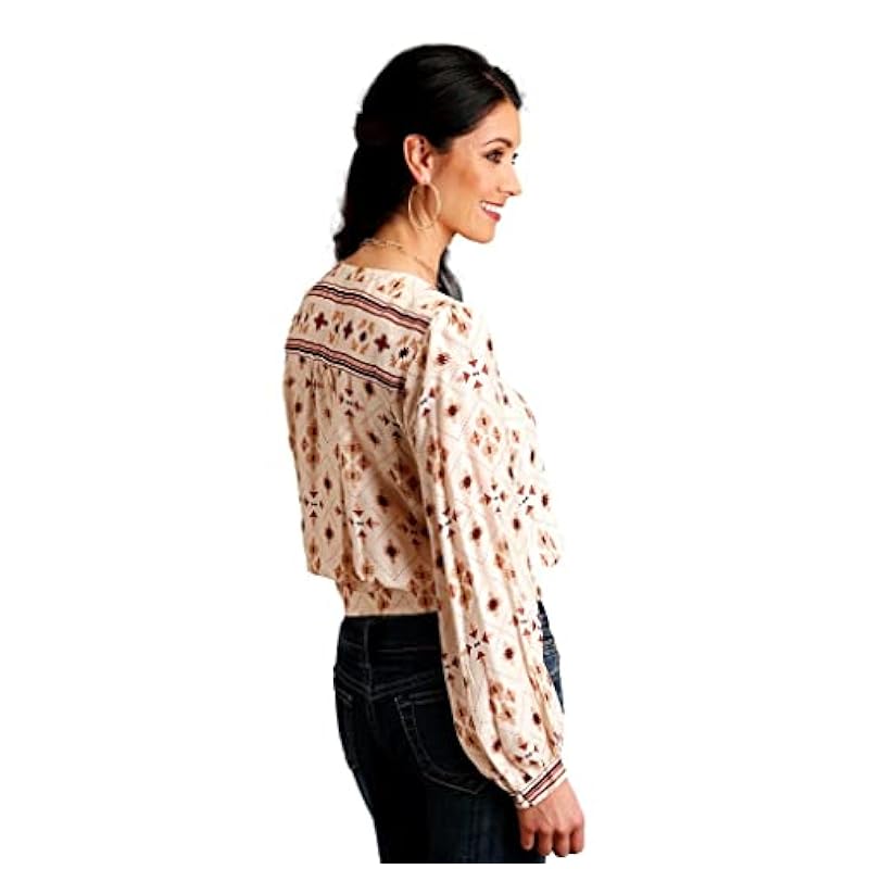 ‎womens Tops, Tees & Blouses Stetson Stetson Western Shirt Womens L/S Gaucho L Cream 11-050-0590-6021 WH