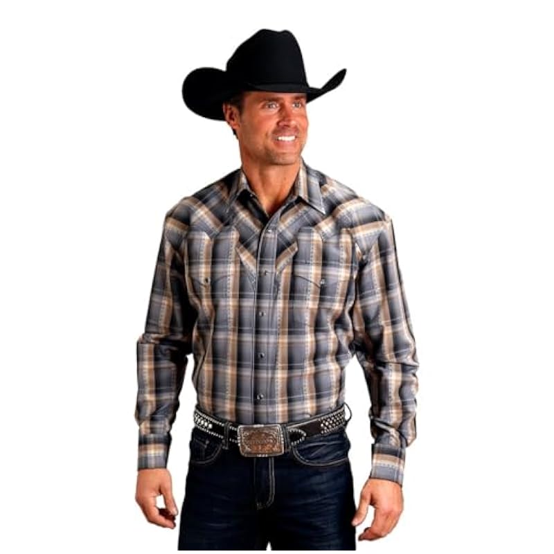 Stetson Stetson Western Shirt Mens L/S Diamond XL Gray 11-001-0478-6008 GY ‎mens Shirts