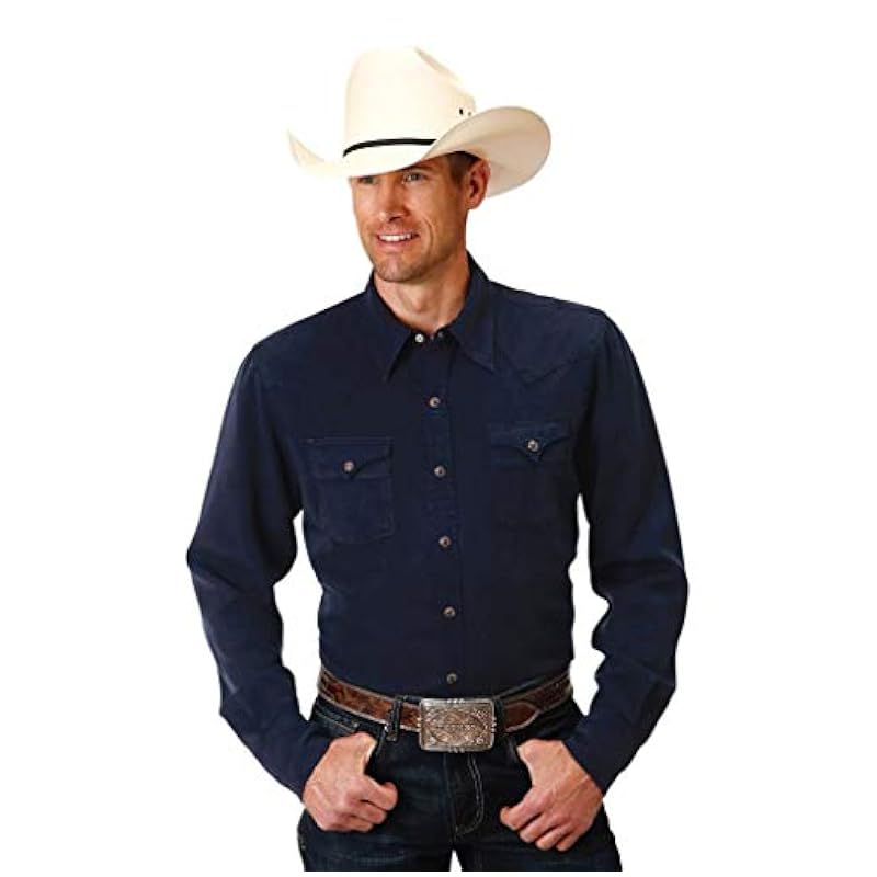 Stetson Western Shirt Mens L/S Solid Snap Blue 11-001-0465-0367 BU Blue ‎mens Shirts Stetson