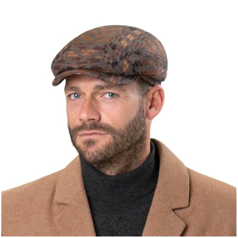 Stetson Terrence Driver Flat Cap Men - Made in Germany Brown-blue ‎mens Hats & Caps Stetson