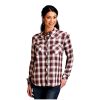 Stetson Western Shirt Women L/S Gauch Plaid S Wine 11-050-0597-6025 WI Stetson ‎womens Tops, Tees & Blouses