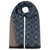 Stetson Scarves ‎mens Stetson Two Patterns Cotton Scarf Men - Made in Italy Blue-grey