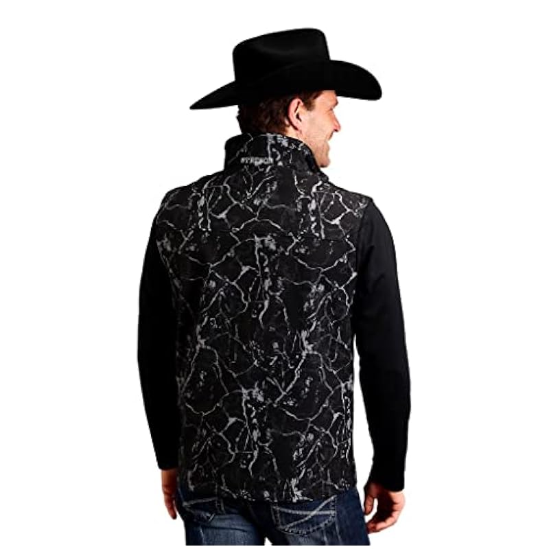 ‎mens Jackets & Coats Stetson Stetson Mens Range Print Black Poly/Spandex Softshell Vest S