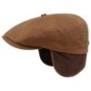 ‎mens Hats & Caps Stetson Stetson Hatteras Wax Flat Cap with Ear Flaps Men - Brown