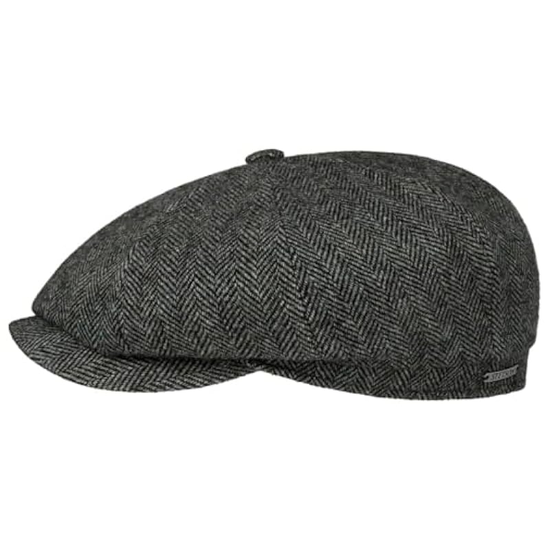 ‎mens Hats & Caps Stetson Stetson Hatteras Classic Wool Flat Cap Men - Grey-black