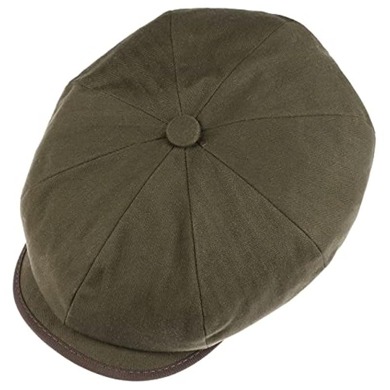 Stetson Stetson Hatteras Cotton Herringbone Flat Cap Men - Made in The EU Olive ‎mens Hats & Caps