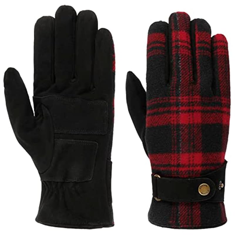 Stetson Stetson Goat Suede Woolen Check Gloves Women/Men - Black-red ‎womens Gloves & Mittens