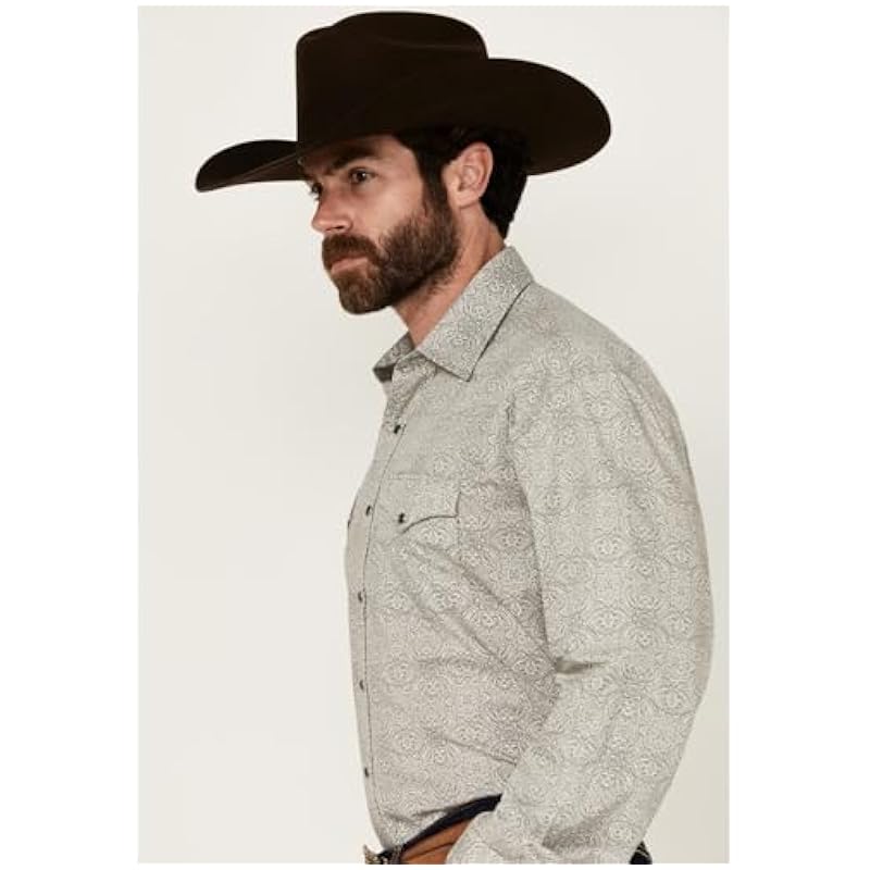 ‎mens Shirts Stetson Stetson Sterling Grey Medallion Print - Mens Shirt
