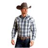 Stetson Shirts ‎mens Stetson Western Shirt Men L/S Crystal Plaid S Blue 11-001-0478-0192 BU