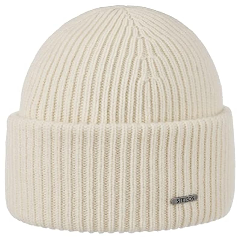 Stetson Classic Uni Wool Beanie Hat Women/Men - Made in Italy Cream White Stetson ‎womens Hats & Caps