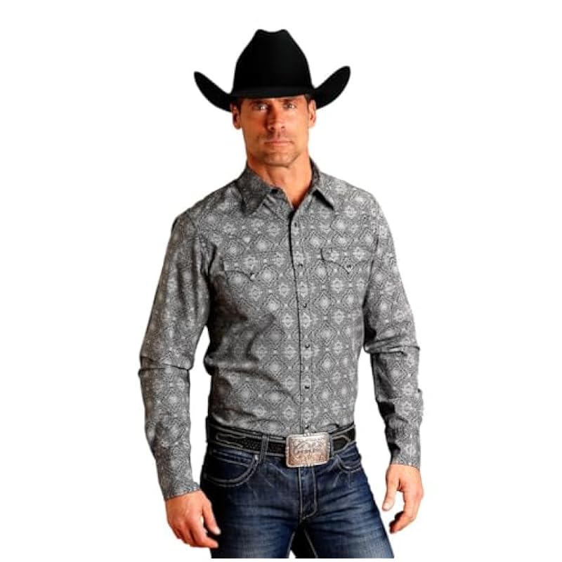 Shirts Stetson Stetson Classic Medallion Print Black - Mens Shirt Black -