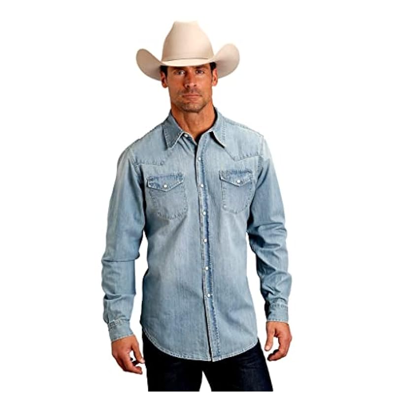 Stetson Western Shirt Mens L/S Sanding 3XL Blue 11-001-0465-1368 BU ‎mens Shirts Stetson