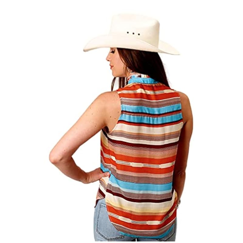 ‎womens Tops, Tees & Blouses Stetson Stetson Women's Sunset Serape Striped Sleeveless Blouse Multi Small US