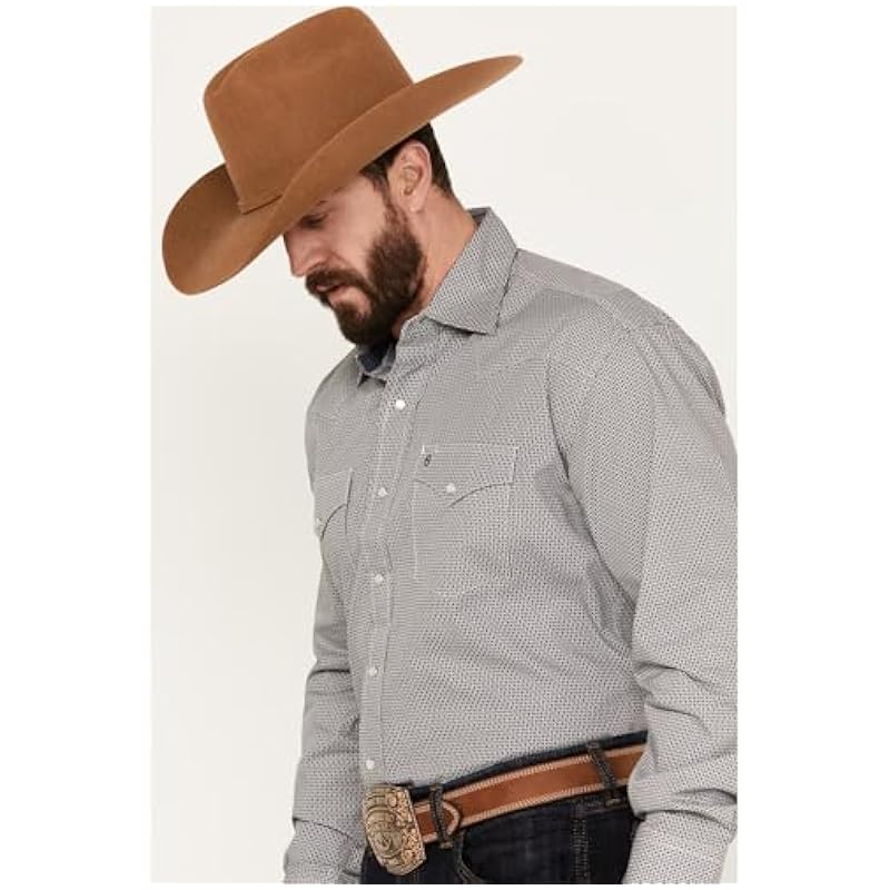 Stetson Men's Diamond Geo Print Long Sleeve Western Snap Shirt Grey X-Large ‎mens Shirts Stetson
