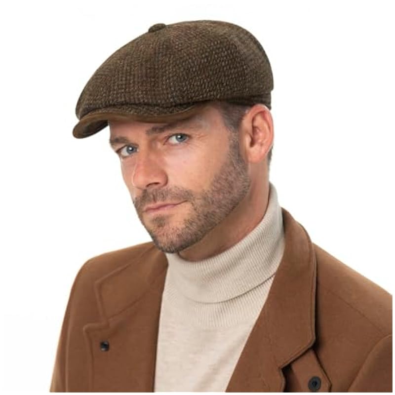 Stetson Hatteras Wool Harris Tweed Flat Cap Men - Made in Germany Brown-blue Stetson ‎mens Hats & Caps
