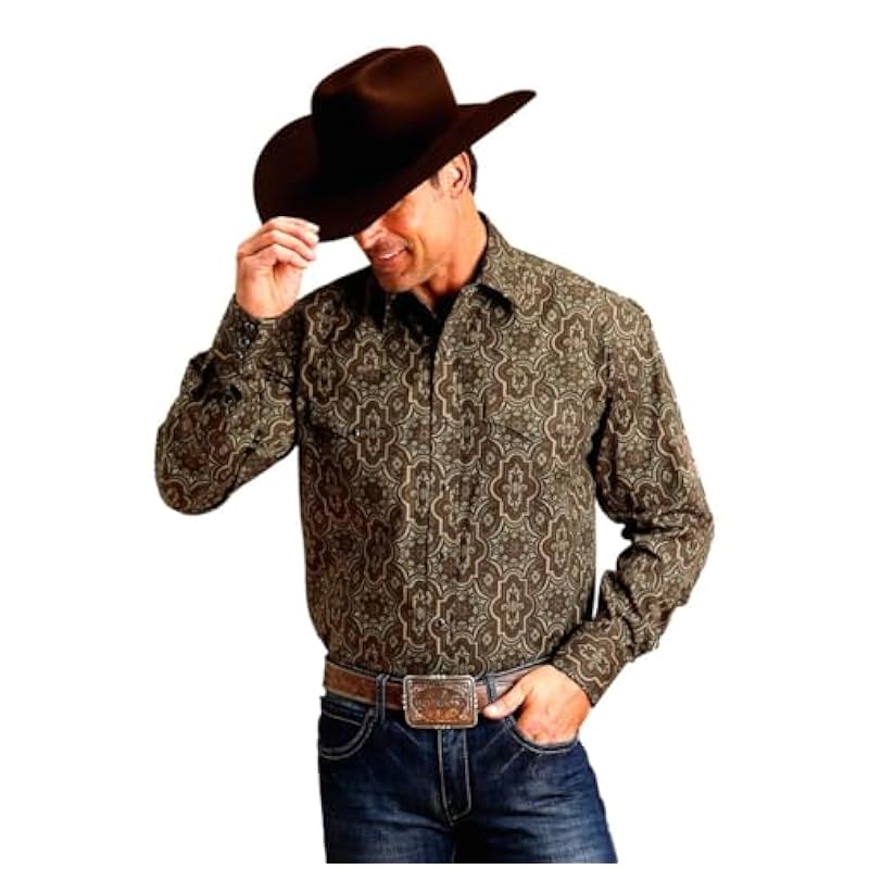 Stetson Brown Grandiose Paisley Print - Mens Shirt Brown Stetson Shirts