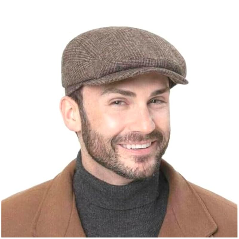Stetson Sustainable Glencheck Driver Flat Cap Men - Made in The EU Brown Stetson ‎mens Hats & Caps