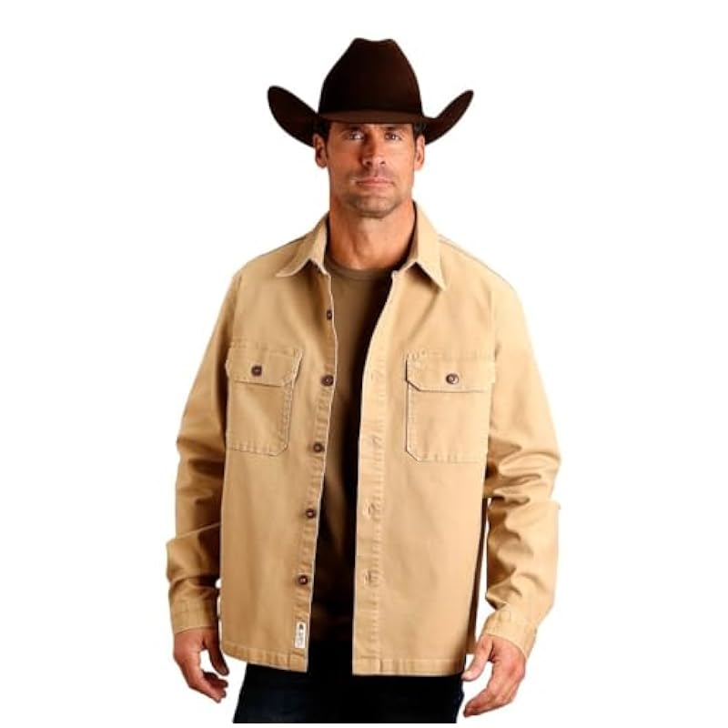 ‎mens Jackets & Coats Stetson Stetson Mens Camel Tan Cotton Blend Canvas Jacket L