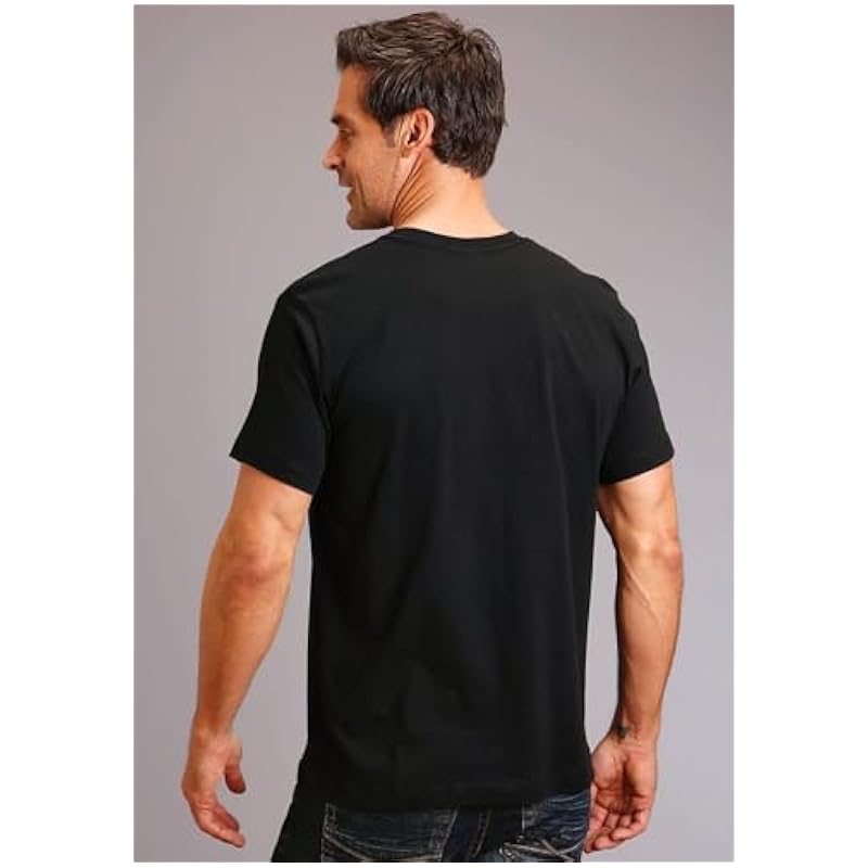 Stetson Stetson Mens Black 100% Cotton The Boss S/S Raw Edge T-Shirt 2XL ‎mens Shirts