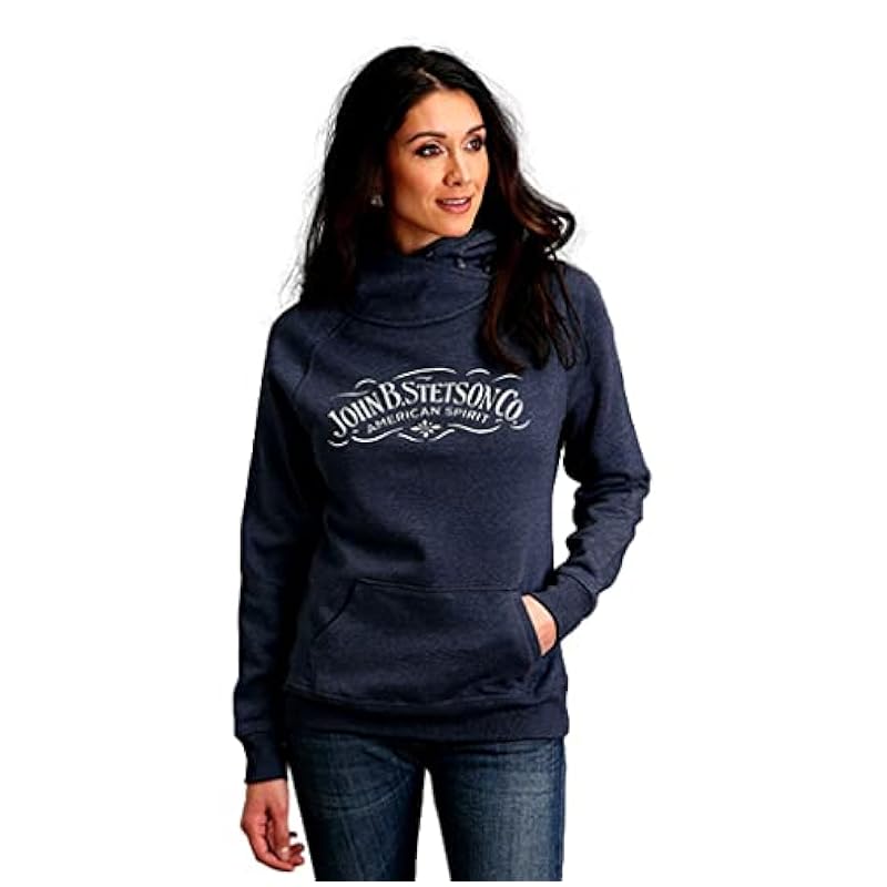 Stetson Fashion Hoodies & Sweatshirts ‎womens Stetson Western Sweatshirt Womens Pocket XS Navy 11-098-0562-7093 BU