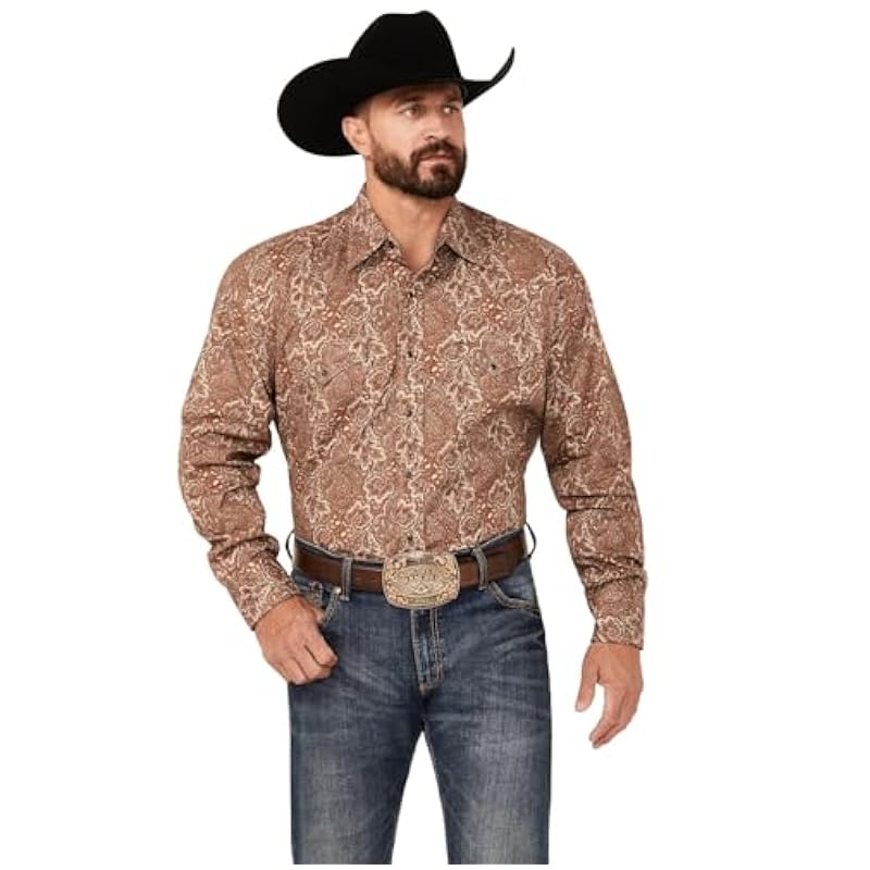 Shirts Stetson Stetson Leather Brown Paisley Print - Mens Shirt Brown