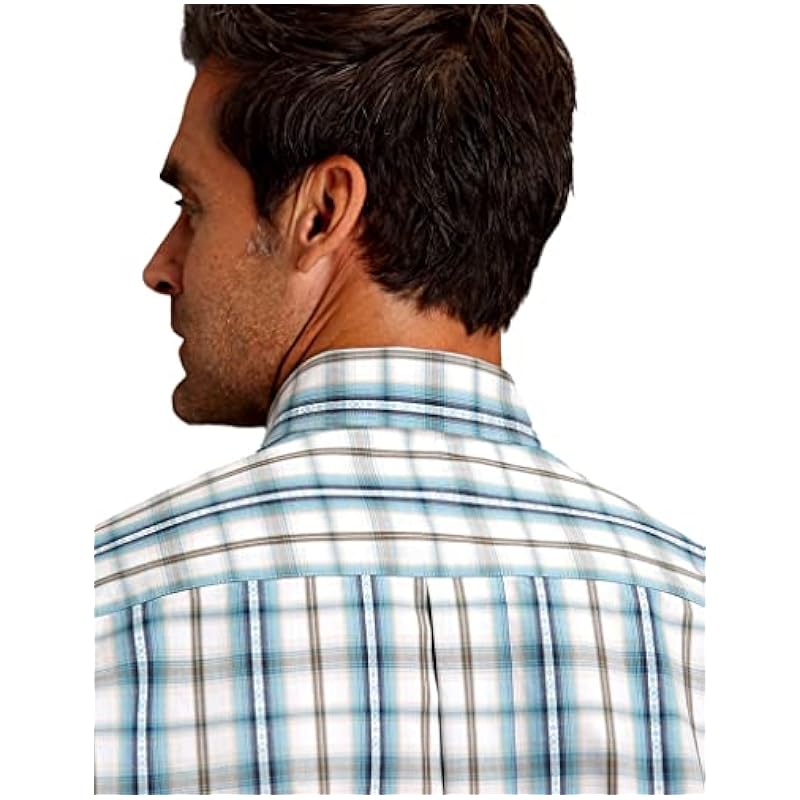 Stetson Western Shirt Mens L/S Plaid Turquoise 11-001-0579-5009 BU Blue Stetson ‎mens Shirts