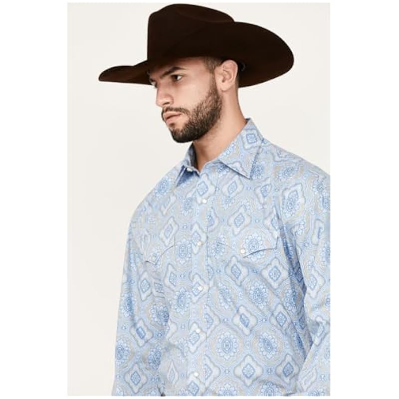 ‎mens Shirts Stetson Stetson Blue Paisley Snap - Mens Shirt