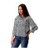 Stetson Stetson Western Shirt Women 3/4 Sleeve M Indigo 11-050-0590-2011 BU ‎womens Tops, Tees & Blouses