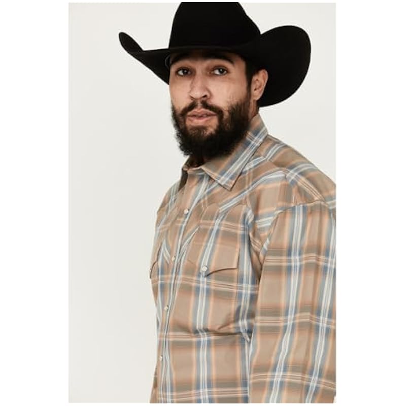 Stetson Western Shirt Mens L/S Snap Plaid L Brown 11-001-0478-2041 BR Stetson ‎mens Shirts